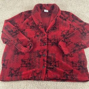 Vintage Jacket Womens L/XL Cardinals Birds Gorp Grandma Red & Black Fleece USA